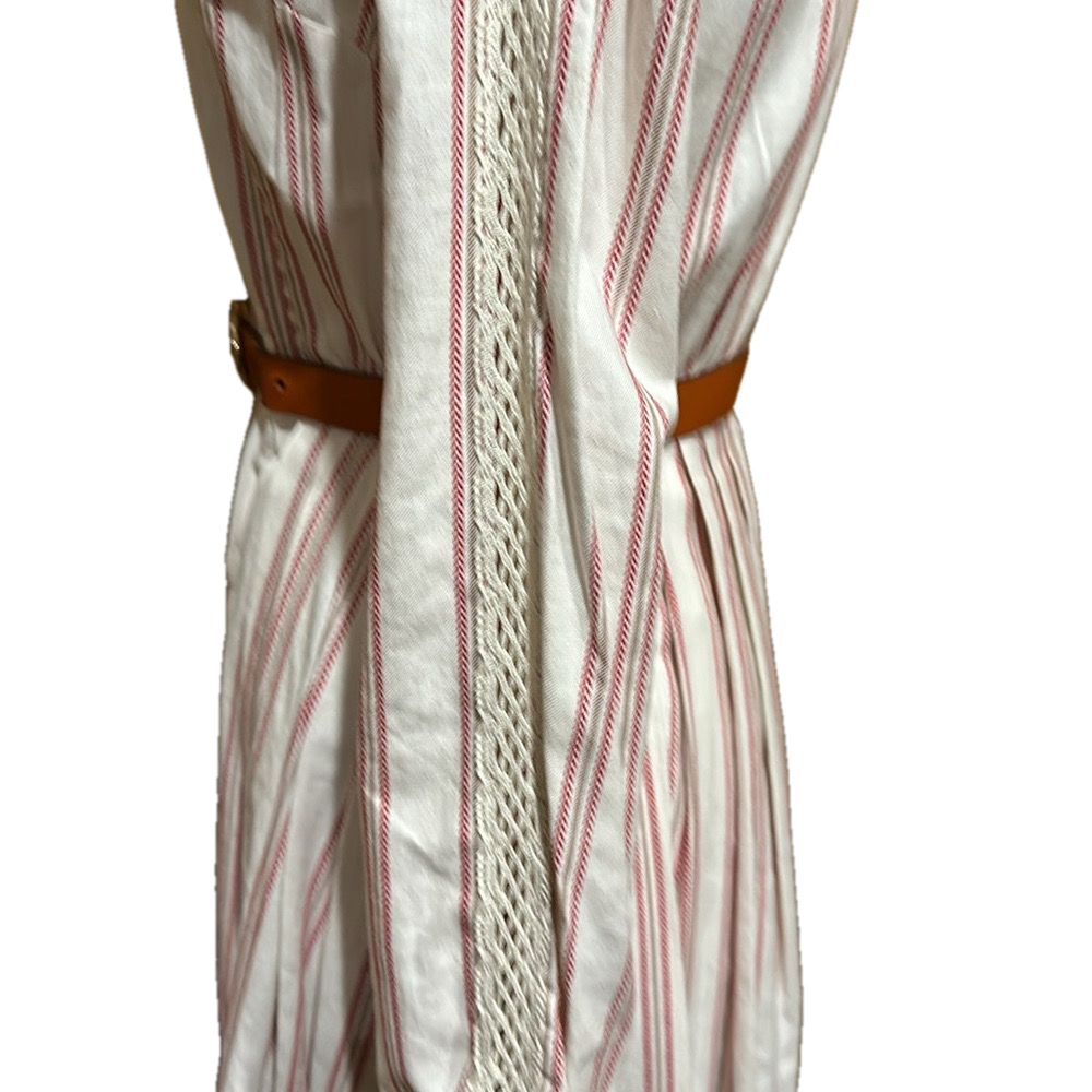 A Loves A Women's Striped Shirt Dress Size S Maroon Cream Knee Length - EUC - Picture 4 of 11
